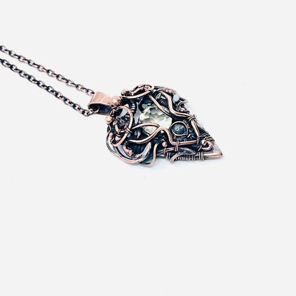 Citrine crystal gemstone copper wire wrapped handmade - Picture 5 of 9